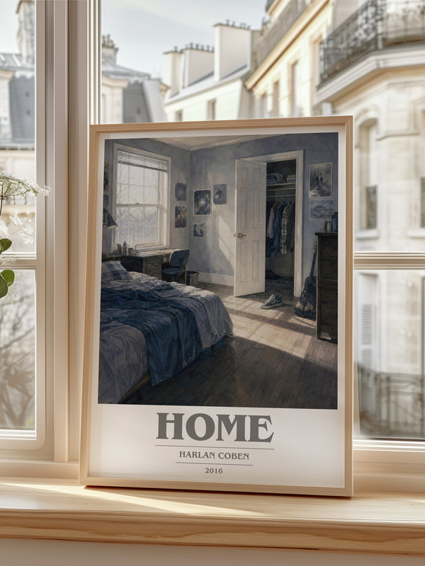 Home Book Cover Poster by Harlan Coben – framed print by a bright window