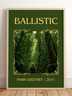 Ballistic Classic Book Art Print by Mark Greaney – framed print leaning on a wooden floor