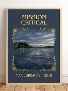 Mission Critical Classic Book Art Print by Mark Greaney – framed print leaning on a wooden floor