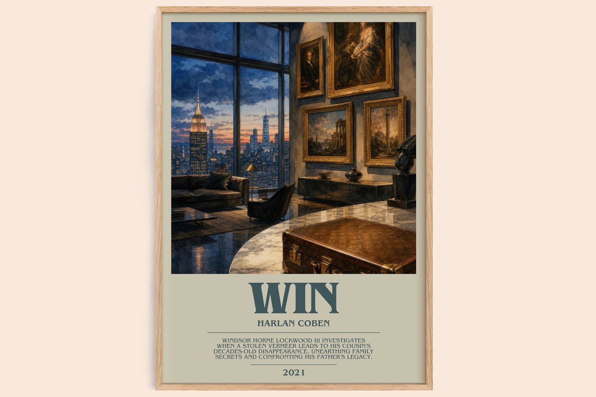 Win bookish book poster by Harlan Coben – framed literary art print