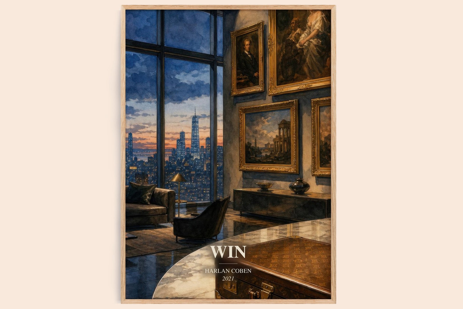Win watercolour book poster by Harlan Coben – framed literary art print