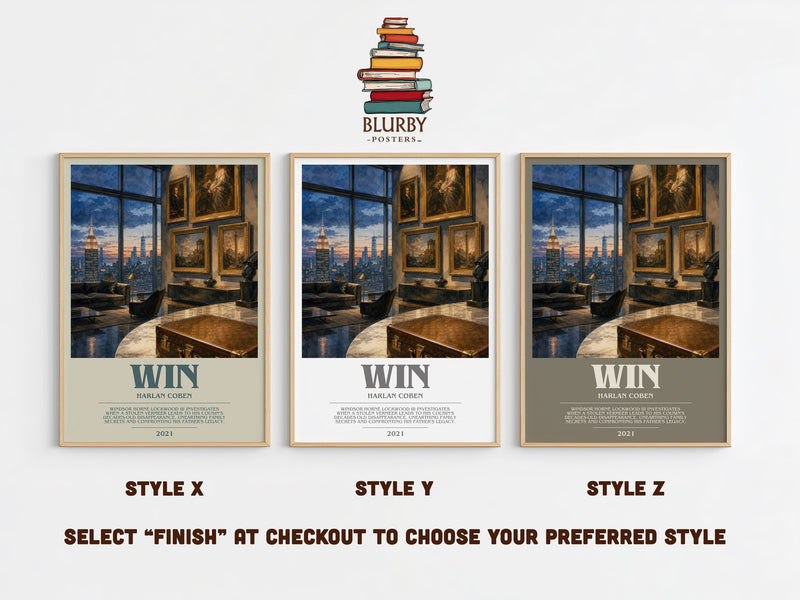 Win bookish print in frame leaning in hallway – thriller wall art