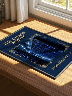 The Chaos Agent Classic Book Art Print by Mark Greaney – print on a sunlit desk