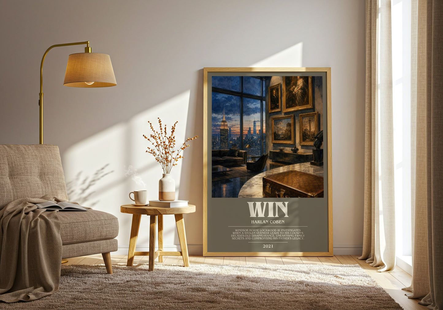 Win bookish print on bookshelf – Harlan Coben fan gift
