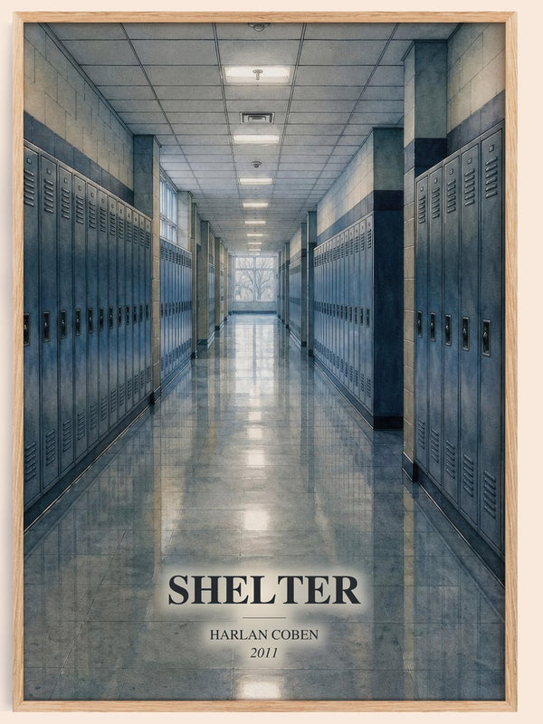 Shelter watercolour book poster by Harlan Coben – framed literary art print