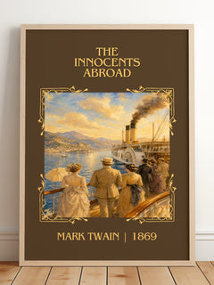 The Innocents Abroad Classic Book Art Print by Mark Twain – framed print leaning on a wooden floor