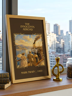 The Innocents Abroad Classic Book Art Print by Mark Twain – framed print on a city-view windowsill