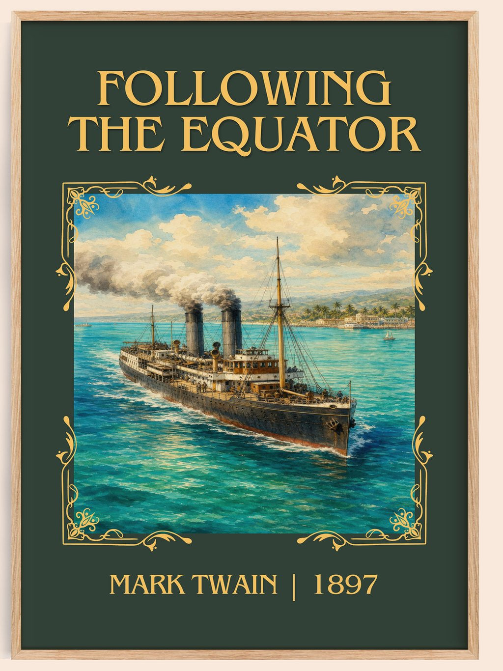 Following The Equator Classic Book Art Print by Mark Twain – book poster