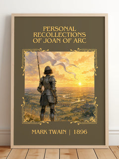 Personal Recollections Of Joan Of Arc Classic Book Art Print by Mark Twain – framed print leaning on a wooden floor