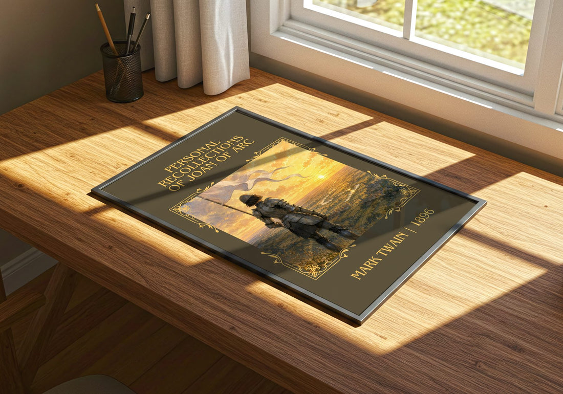 Personal Recollections Of Joan Of Arc Classic Book Art Print by Mark Twain – print on a sunlit desk