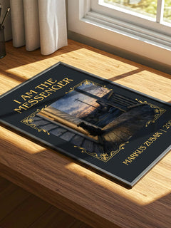 I Am The Messenger Classic Book Art Print by Markus Zusak – print on a sunlit desk