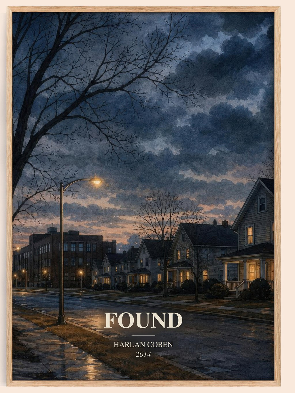 Found watercolour book poster by Harlan Coben – framed literary art print