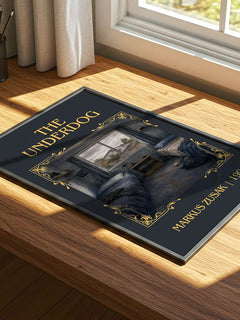 The Underdog Classic Book Art Print by Markus Zusak – print on a sunlit desk