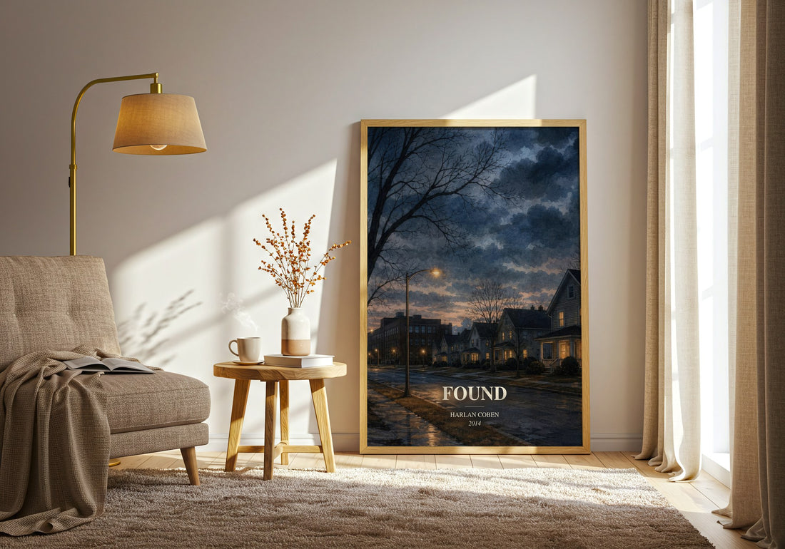 Found watercolour print in frame leaning in hallway – young adult wall art (mockup)