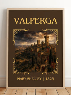 Valperga Classic Book Art Print by Mary Shelley – framed print leaning on a wooden floor