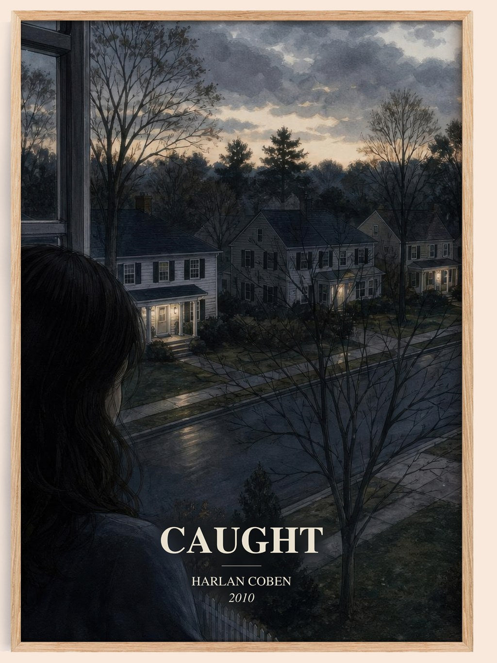 Caught watercolour book poster by Harlan Coben – framed literary art print