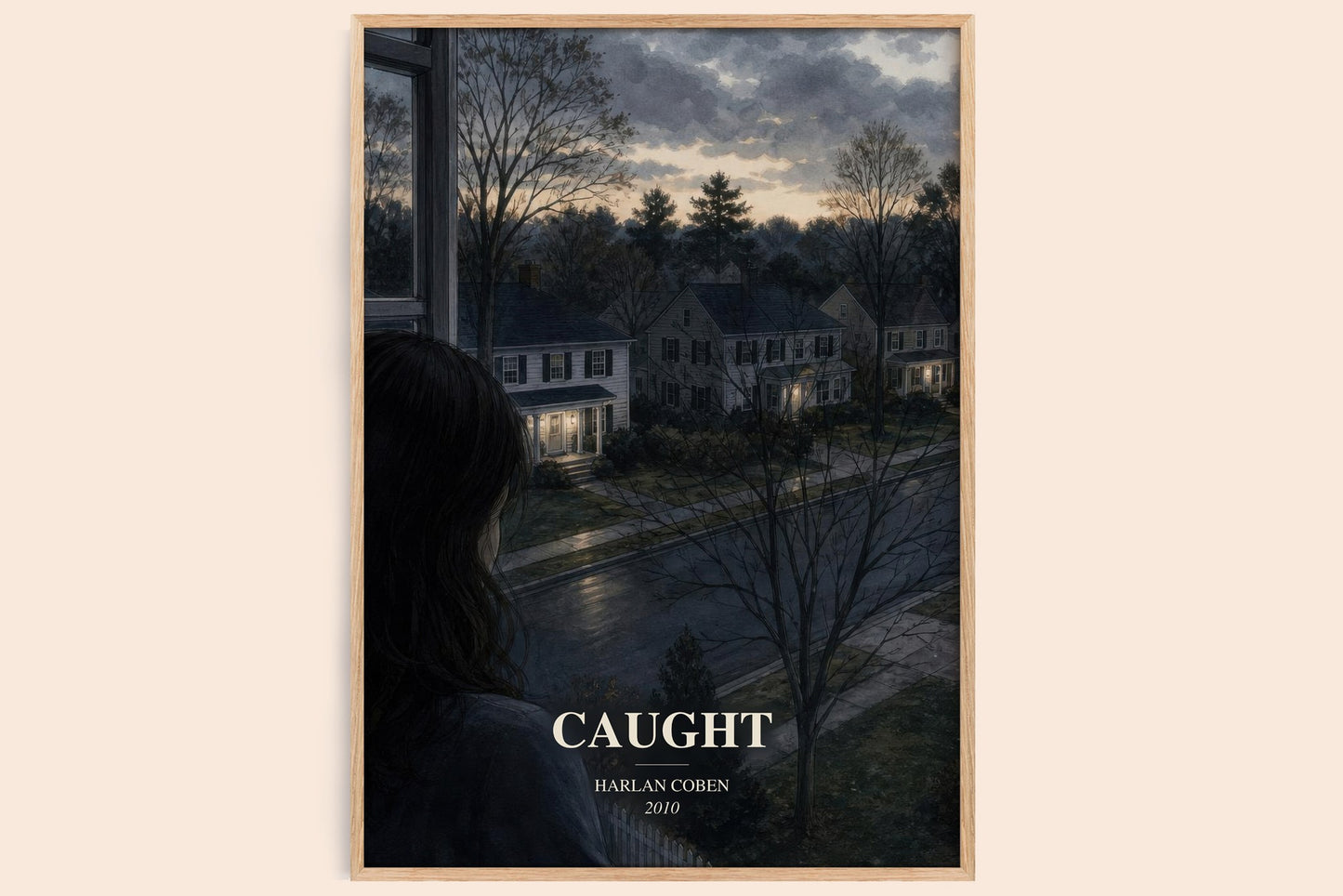 Caught watercolour book poster by Harlan Coben – framed literary art print