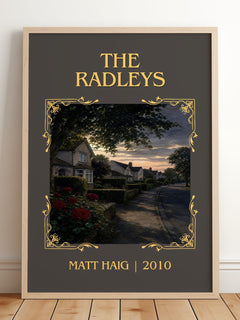 The Radleys Classic Book Art Print by Matt Haig – framed print leaning on a wooden floor