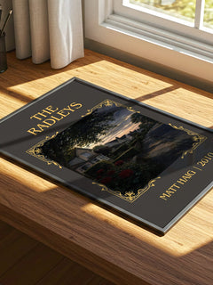 The Radleys Classic Book Art Print by Matt Haig – print on a sunlit desk
