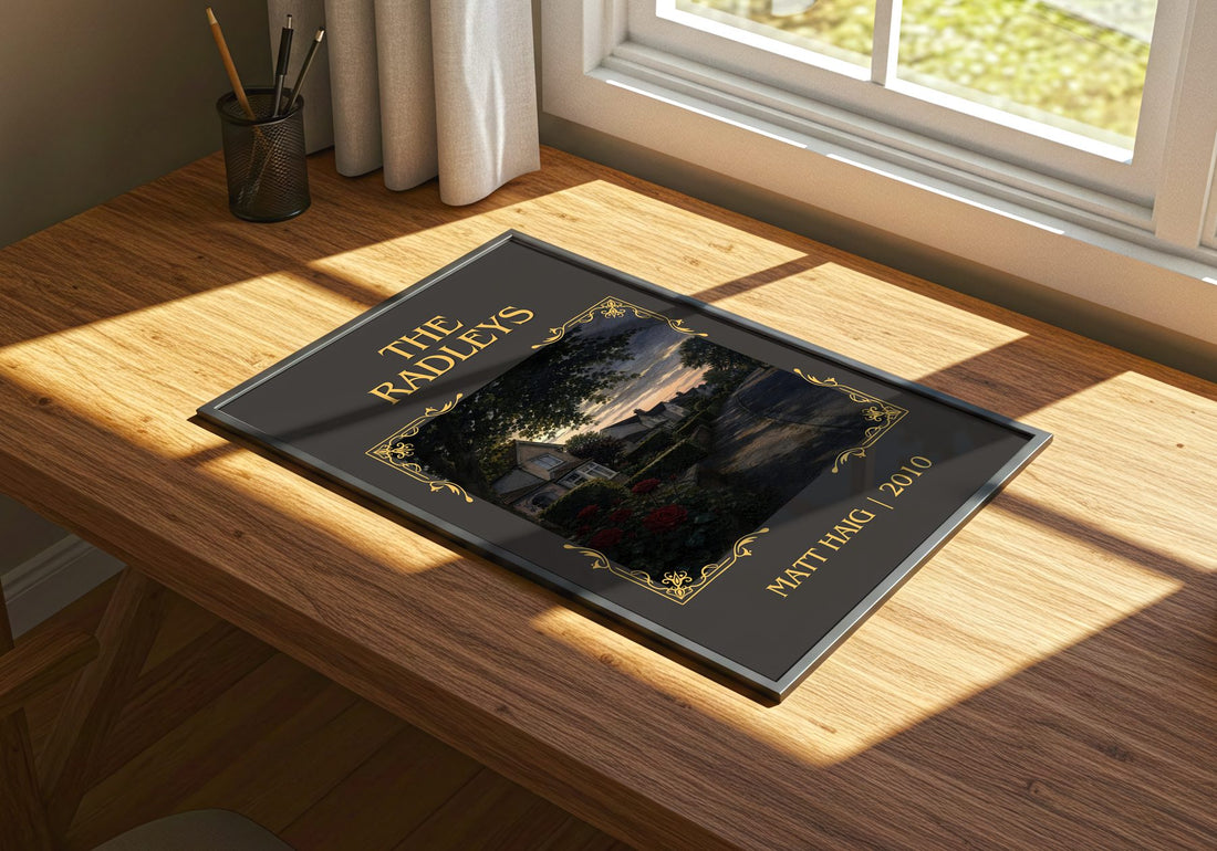 The Radleys Classic Book Art Print by Matt Haig – print on a sunlit desk