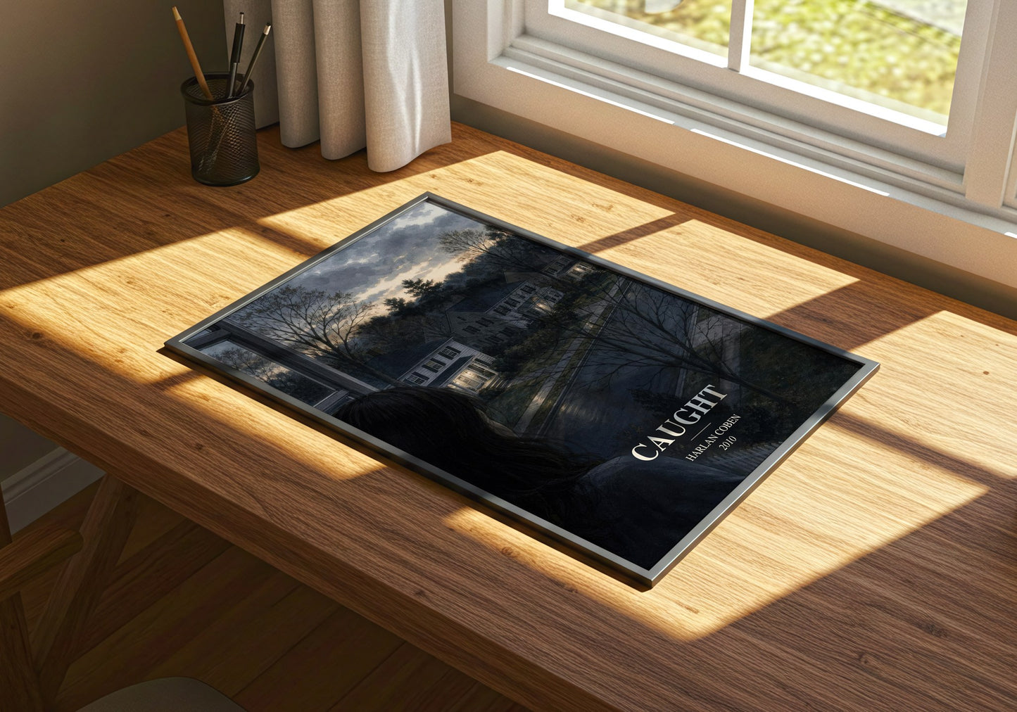Caught watercolour book poster framed on wall – thriller wall art