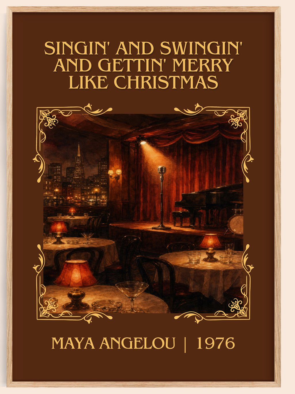 Singin' And Swingin' And Gettin' Merry Like Christmas Classic Book Art Print by Maya Angelou – book poster