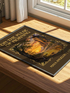 On The Pulse Of Morning Classic Book Art Print by Maya Angelou – print on a sunlit desk