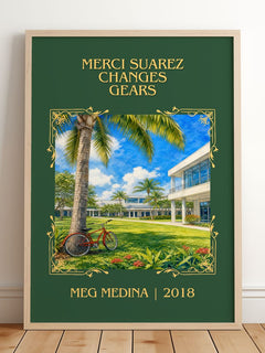 Merci Suárez Changes Gears Classic Book Art Print by Meg Medina – framed print leaning on a wooden floor