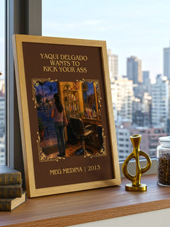 Yaqui Delgado Wants To Kick Your Ass Classic Book Art Print by Meg Medina – framed print on a city-view windowsill