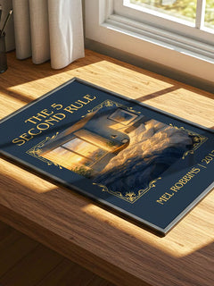 The 5 Second Rule Classic Book Art Print by Mel Robbins – print on a sunlit desk