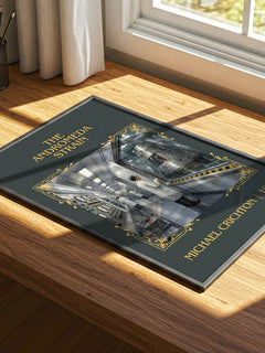 The Andromeda Strain Classic Book Art Print by Michael Crichton – print on a sunlit desk