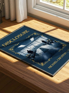 Disclosure Classic Book Art Print by Michael Crichton – print on a sunlit desk