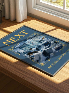 Next Classic Book Art Print by Michael Crichton – print on a sunlit desk