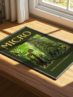 Micro Classic Book Art Print by Michael Crichton & Richard Preston – print on a sunlit desk