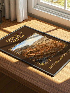 Dragon Teeth Classic Book Art Print by Michael Crichton – print on a sunlit desk