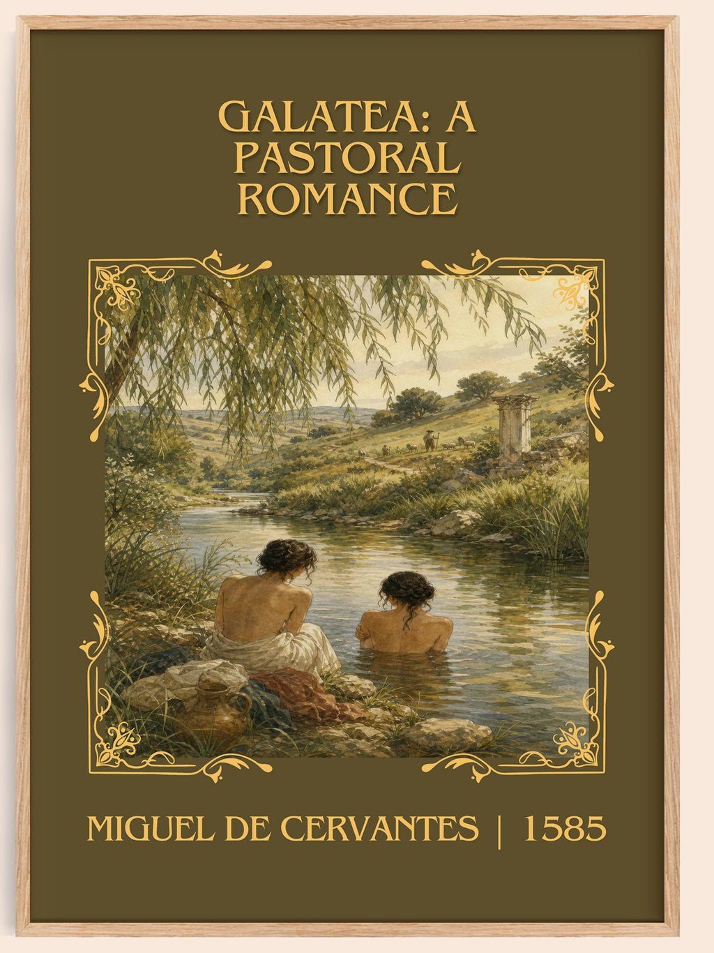 Galatea: A Pastoral Romance Classic Book Art Print by M. Cervantes – book poster