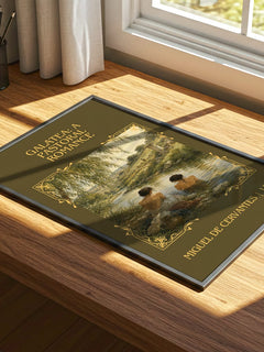 Galatea: A Pastoral Romance Classic Book Art Print by M. Cervantes – print on a sunlit desk