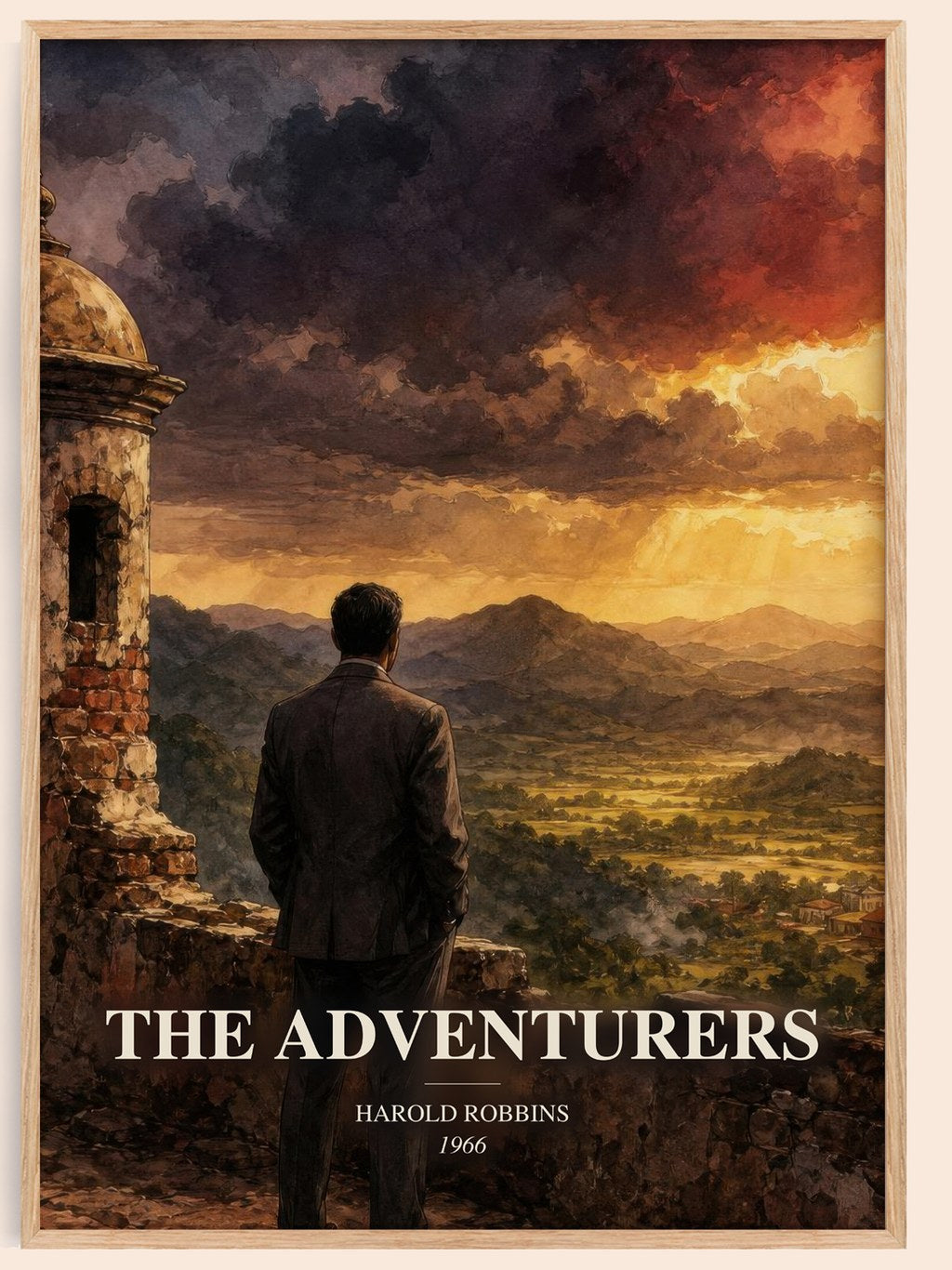 The Adventurers watercolour book poster by Harold Robbins – framed literary art print