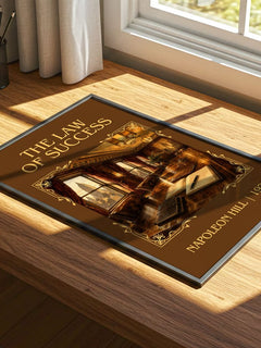 The Law Of Success Classic Book Art Print by Napoleon Hill – print on a sunlit desk