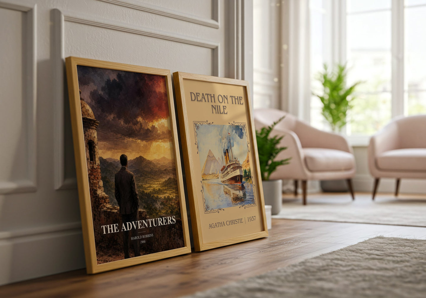 The Adventurers watercolour print framed by window – literary home decor