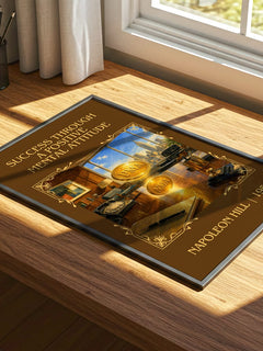 Success Through A Positive Mental Attitude Classic Book Art Print by Napoleon Hill – print on a sunlit desk