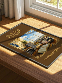 Grow Rich! With Peace Of Mind Classic Book Art Print by Napoleon Hill – print on a sunlit desk