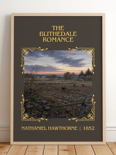 The Blithedale Romance Classic Book Art Print by Nathaniel Hawthorne – framed print leaning on a wooden floor