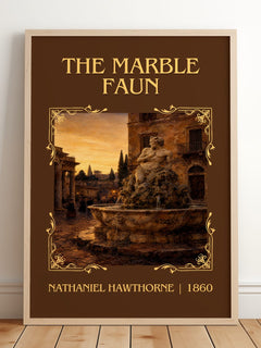 The Marble Faun Classic Book Art Print by Nathaniel Hawthorne – framed print leaning on a wooden floor