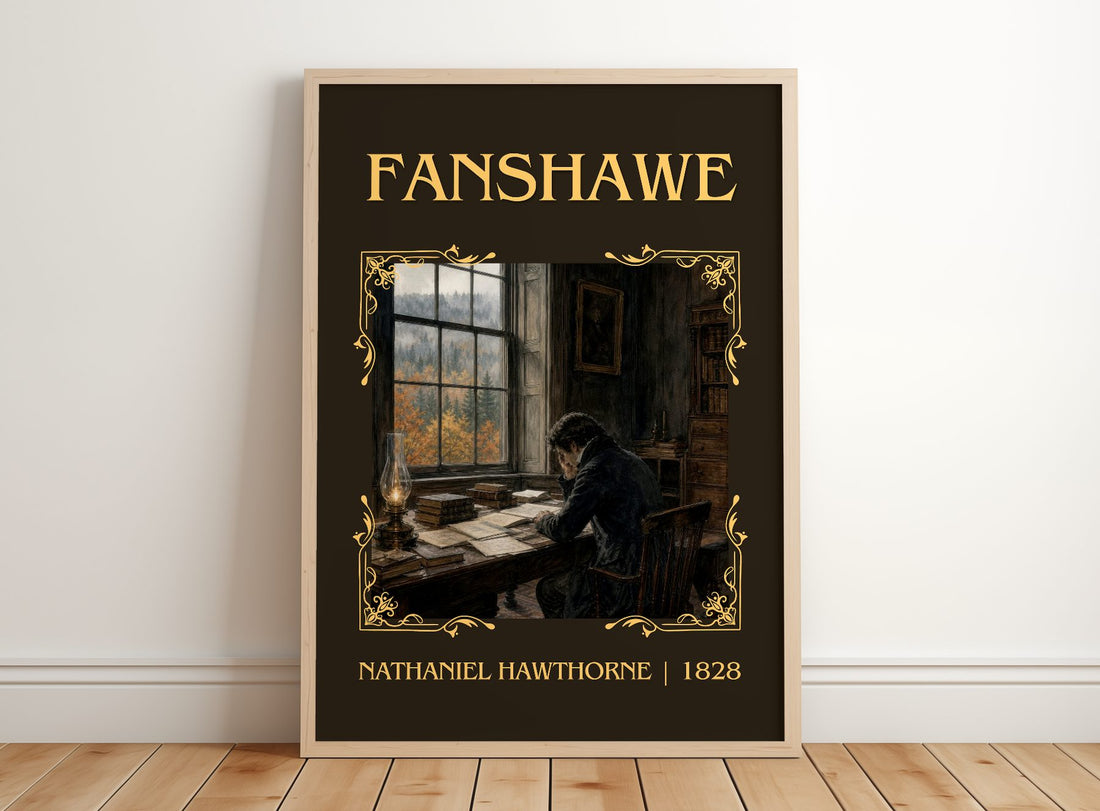 Fanshawe Classic Book Art Print by Nathaniel Hawthorne – framed print leaning on a wooden floor