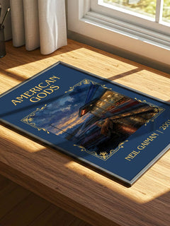 American Gods Classic Book Art Print by Neil Gaiman – print on a sunlit desk