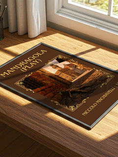 Mandragola (Play) Classic Book Art Print by Niccolò Machiavelli – print on a sunlit desk