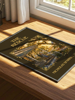 The Rescue Classic Book Art Print by Nicholas Sparks – print on a sunlit desk