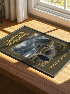 Nights In Rodanthe Classic Book Art Print by Nicholas Sparks – print on a sunlit desk