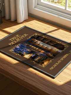 True Believer Classic Book Art Print by Nicholas Sparks – print on a sunlit desk